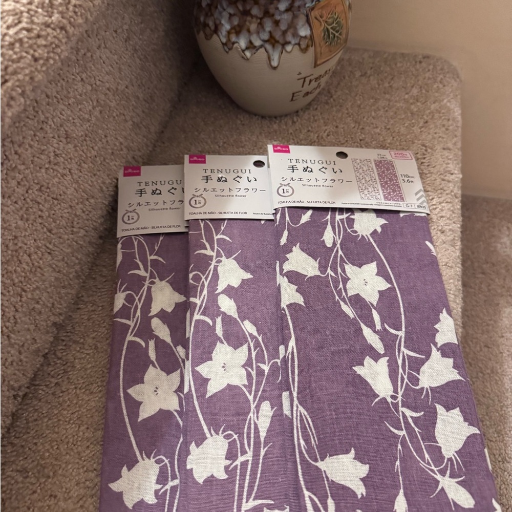 Daiso Purple and White Floral Tenugui